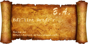 Bálint Artúr névjegykártya